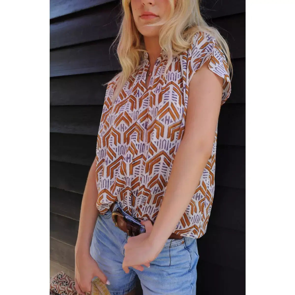 NINIA saffron printed blouse