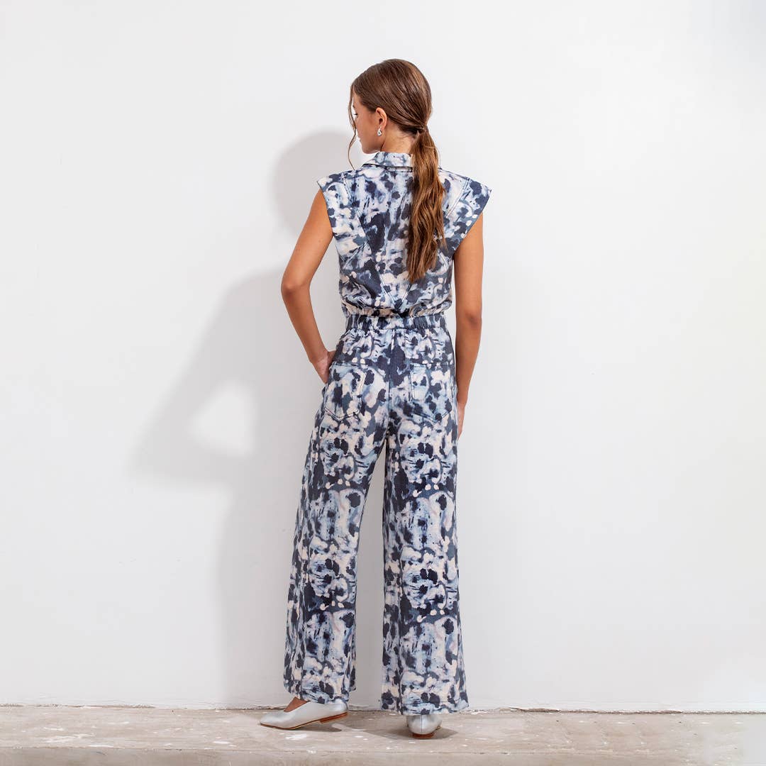 MARTA JUMPSUIT BLUE BATIK LINEN