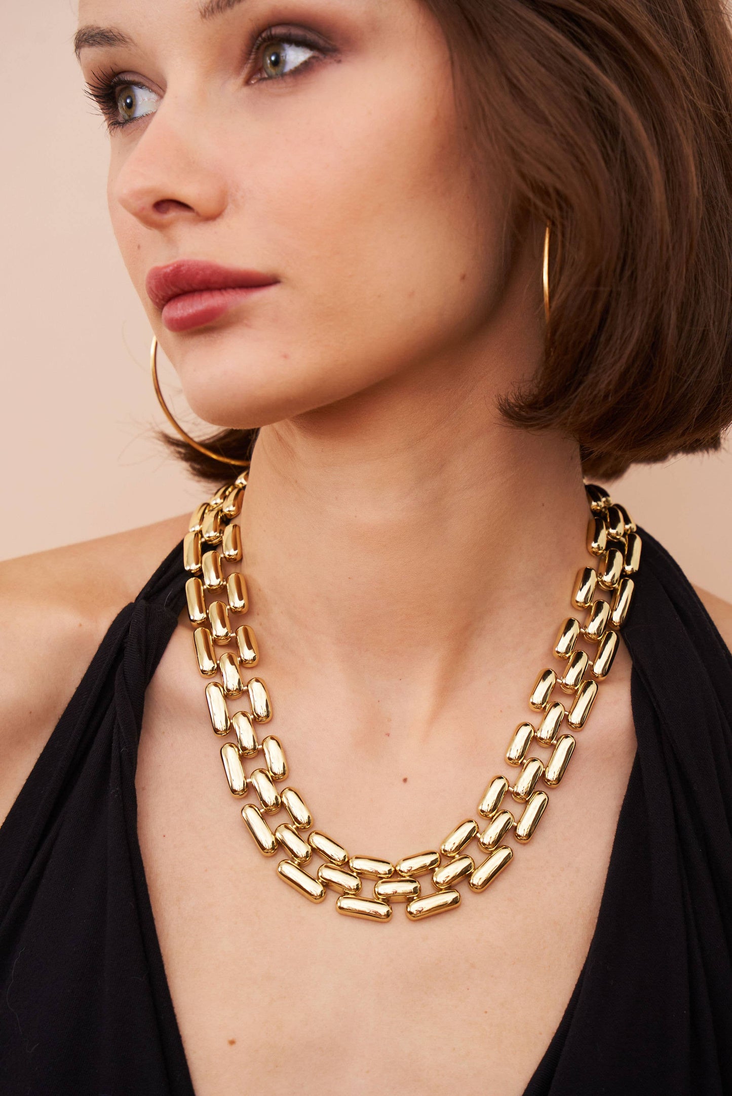 Gold Square Link Necklace