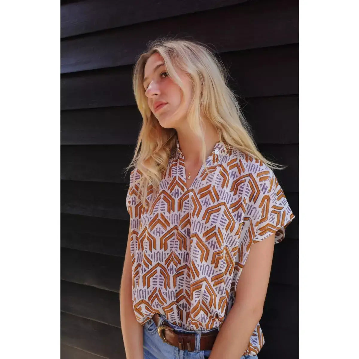 NINIA saffron printed blouse