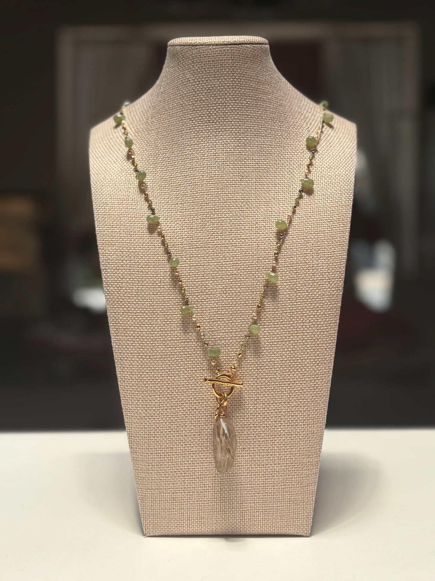 Penelope green tear drop Necklace