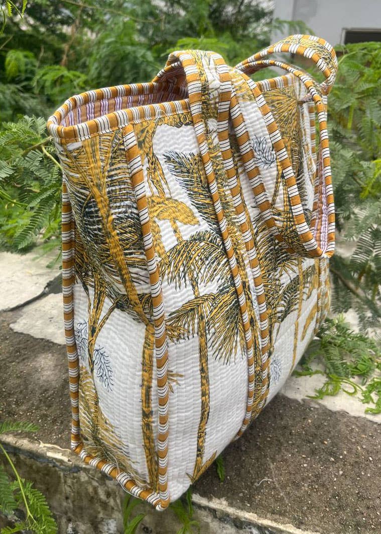 Tree Printed White Cotton Quilted Beautiful Bag Women Bags