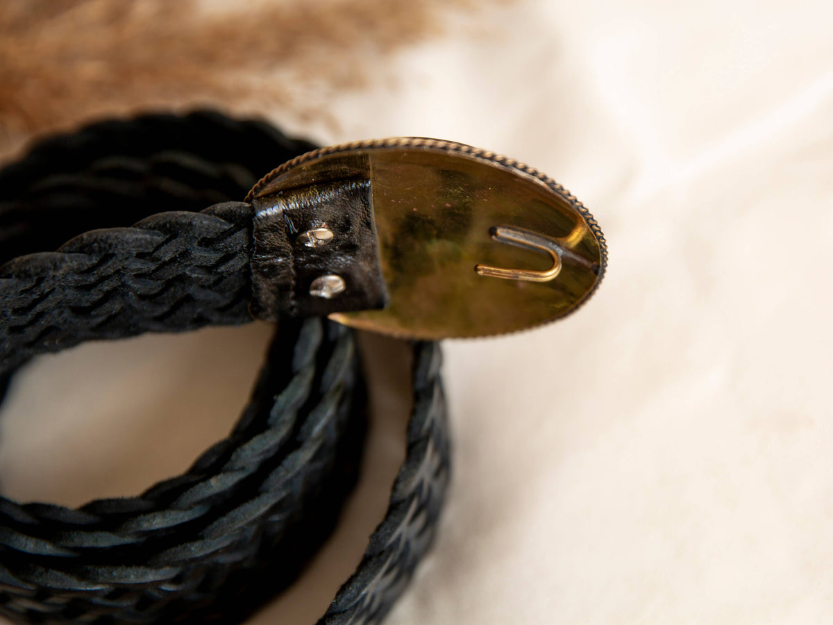 WIDE BLACK LEATHER BELT SATURN