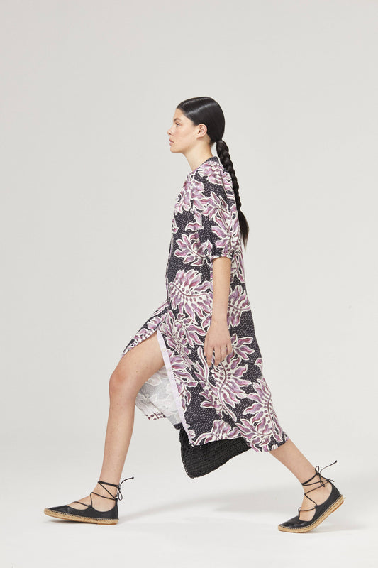 Bubble Linen Dress - Lavender Sky with Contrasting Details