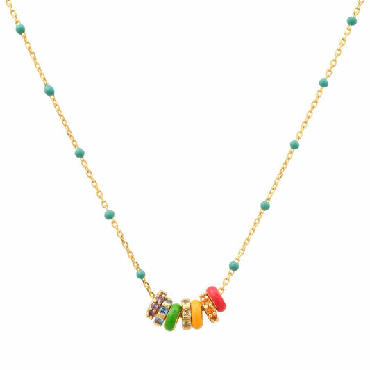 Enamel Beaded Chain with Rainbow Rondelles