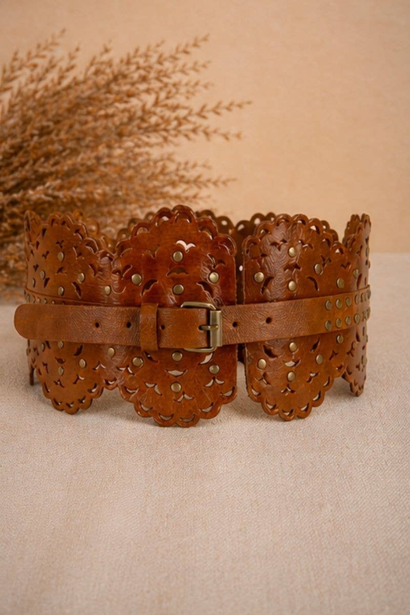 ARES LEATHER SASH BELT LIGHT BROWN