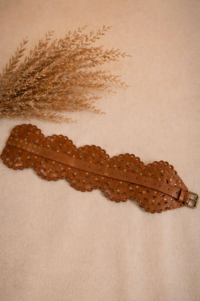 ARES LEATHER SASH BELT LIGHT BROWN