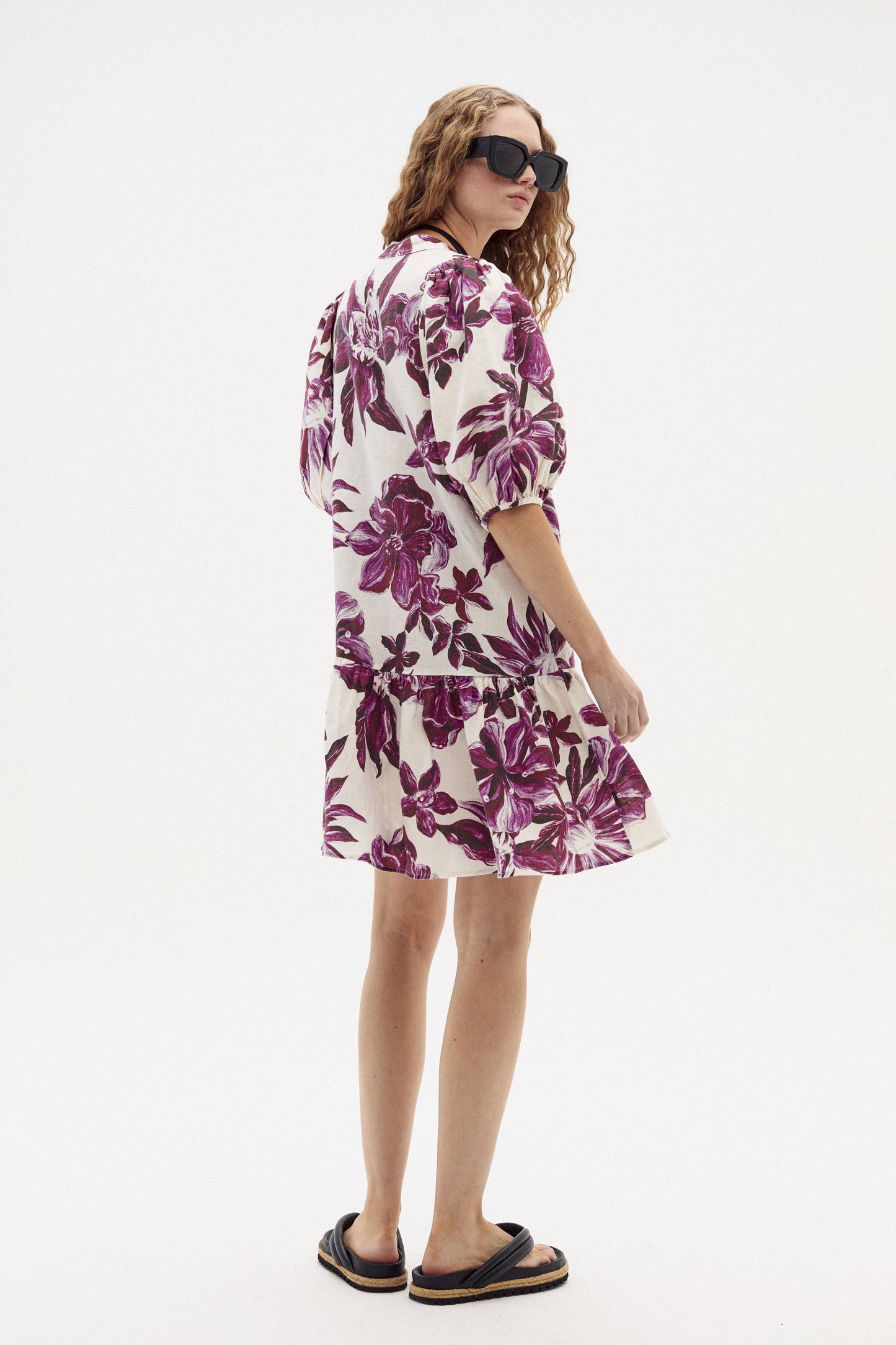 Carmela Linen Dress - La Fleur Print