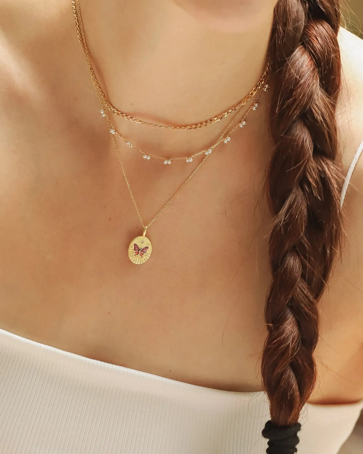 Gold Vermeil Butterfly Coin Pendant Necklace