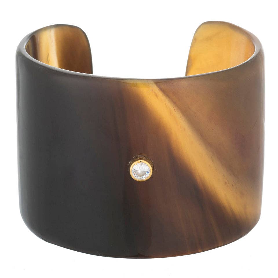 Honey Horn Cuff Bracelet with Crystal