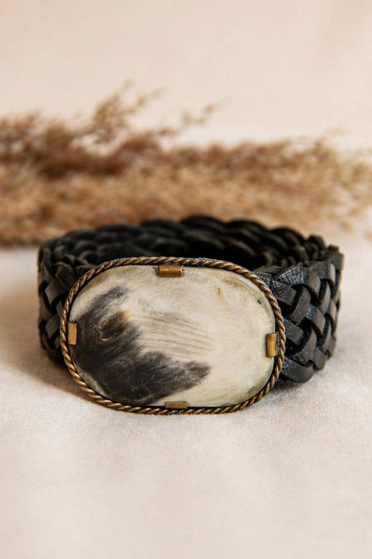VENUS NARROW BLACK LEATHER BELT