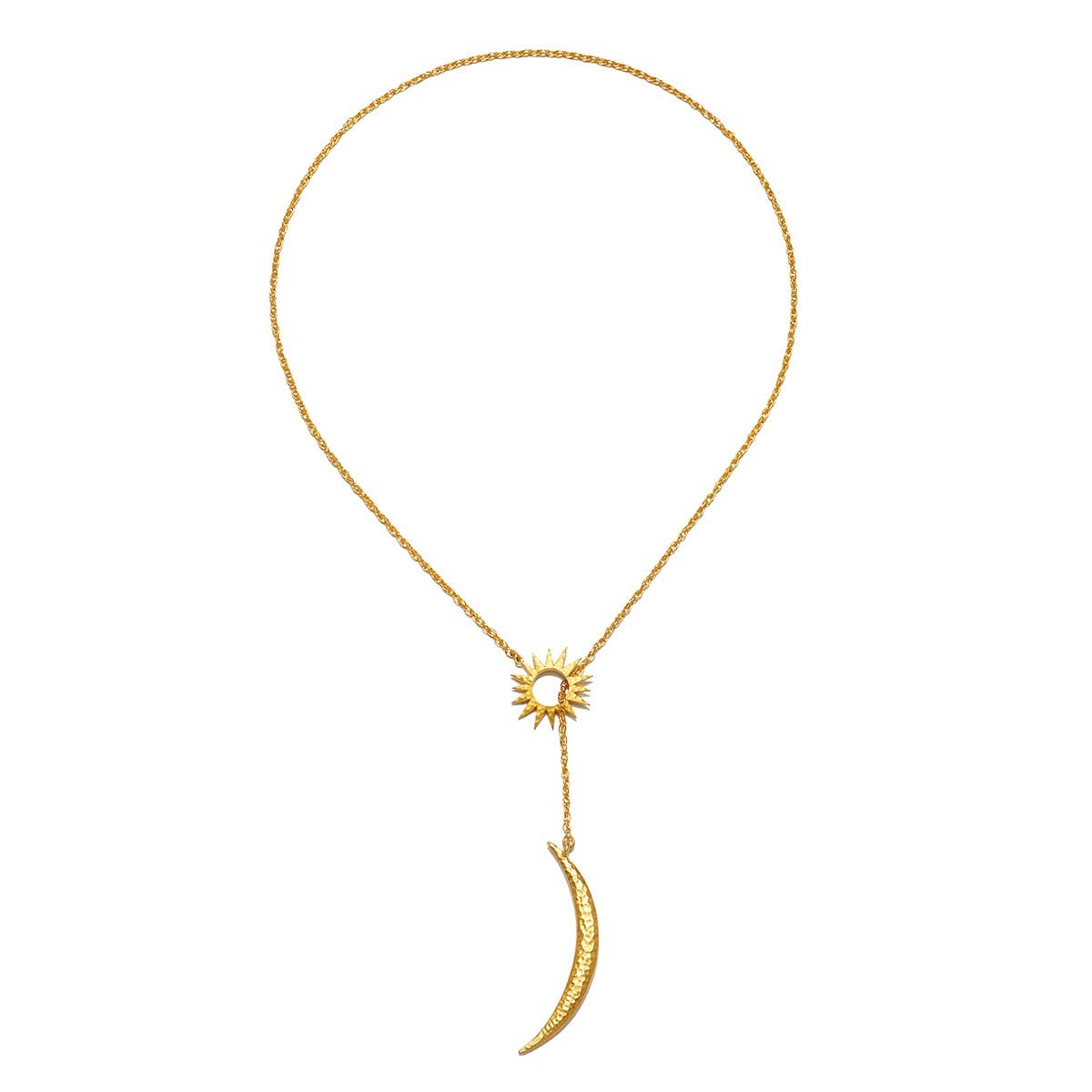 Woven Dreams Celestial Sun and Moon Lariat Necklace