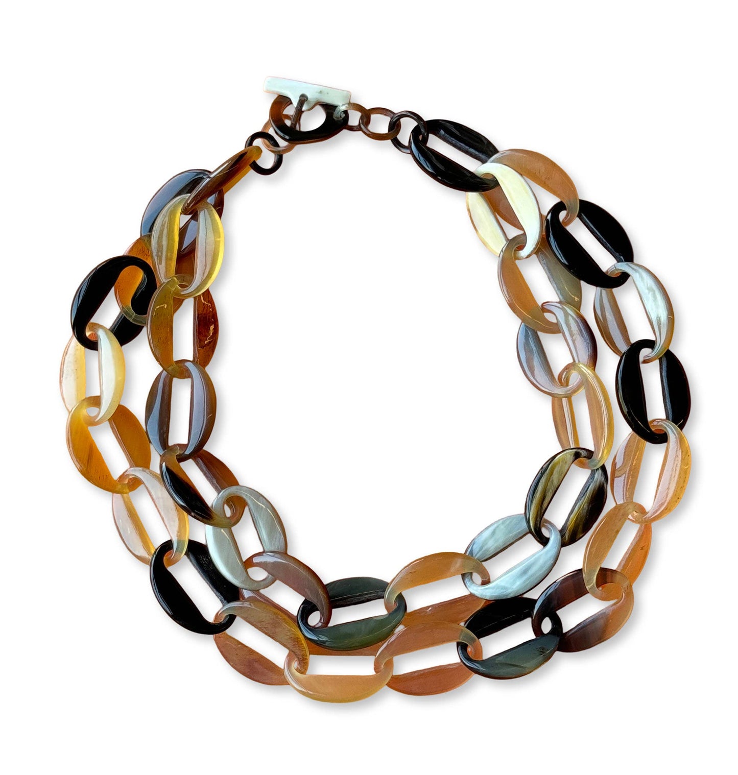 Natural Horn Double Link & Chain Necklace