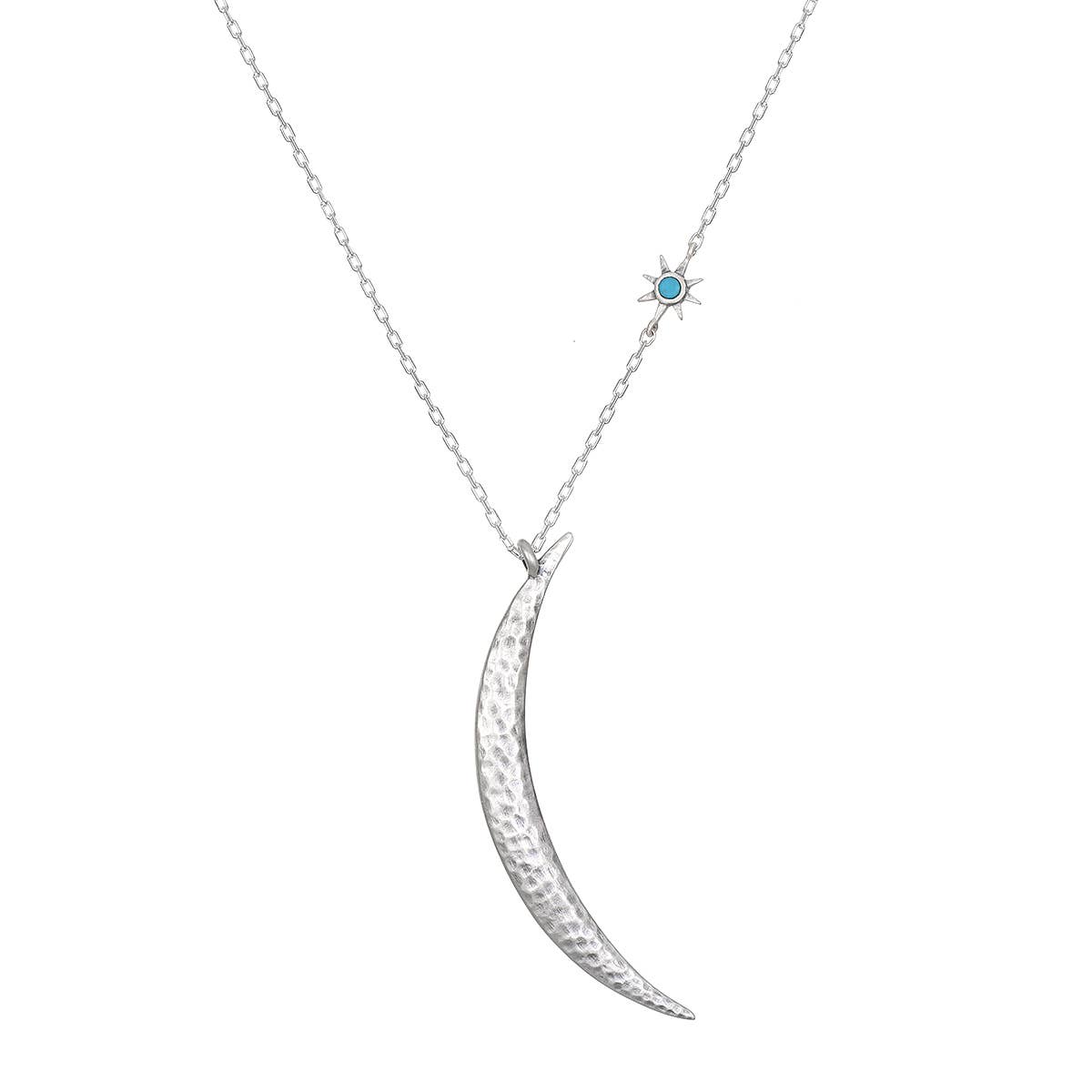 Turquoise Adjustable 30" Moon Necklace