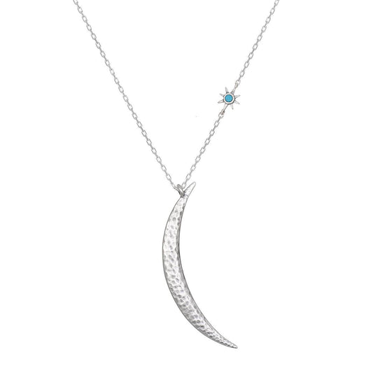 Turquoise Adjustable 30" Moon Necklace