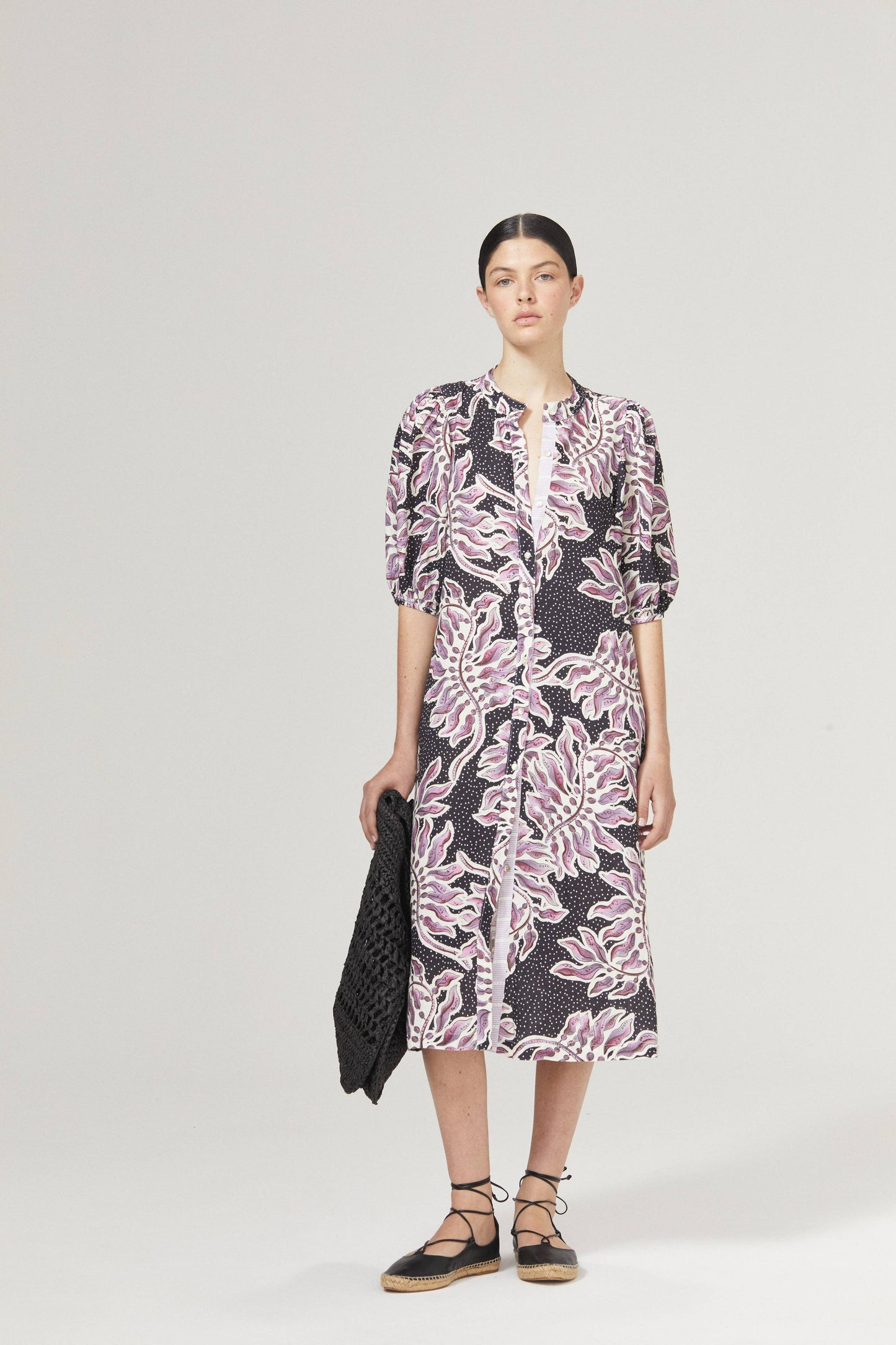 Bubble Linen Dress - Lavender Sky with Contrasting Details
