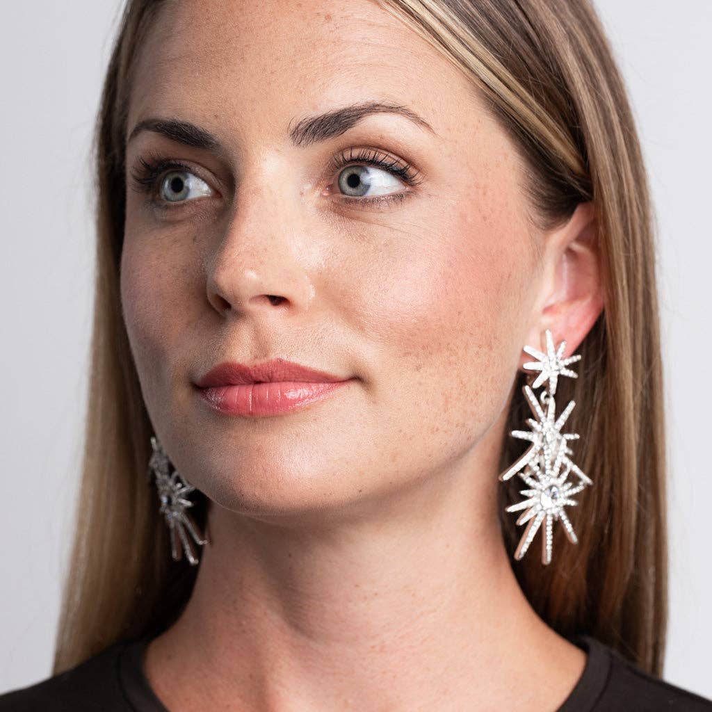Three Starburst Clip Earrings