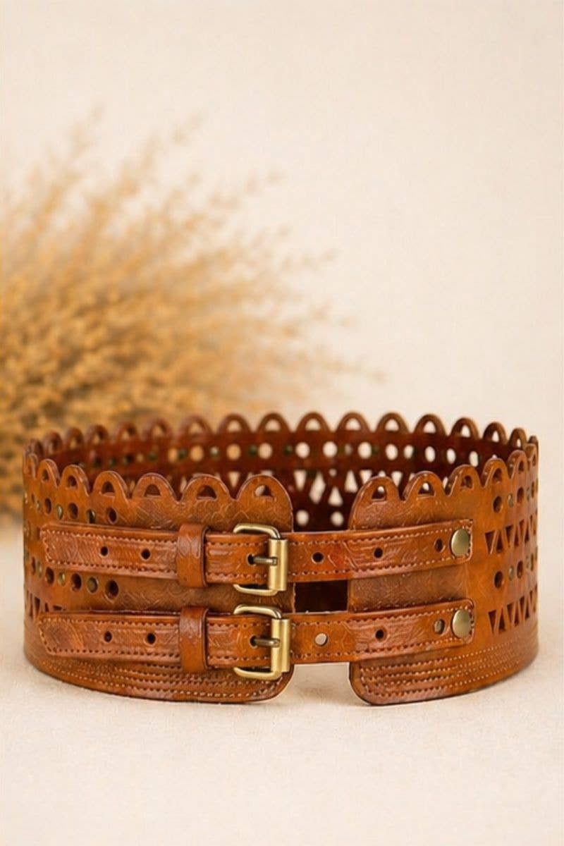 KRONOS Light Brown Leather Sash Belt