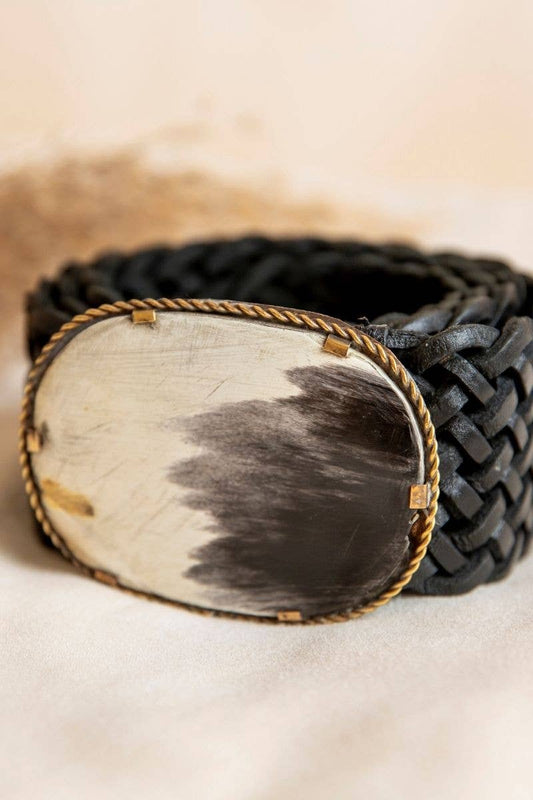 VENUS WIDE BLACK LEATHER BELT