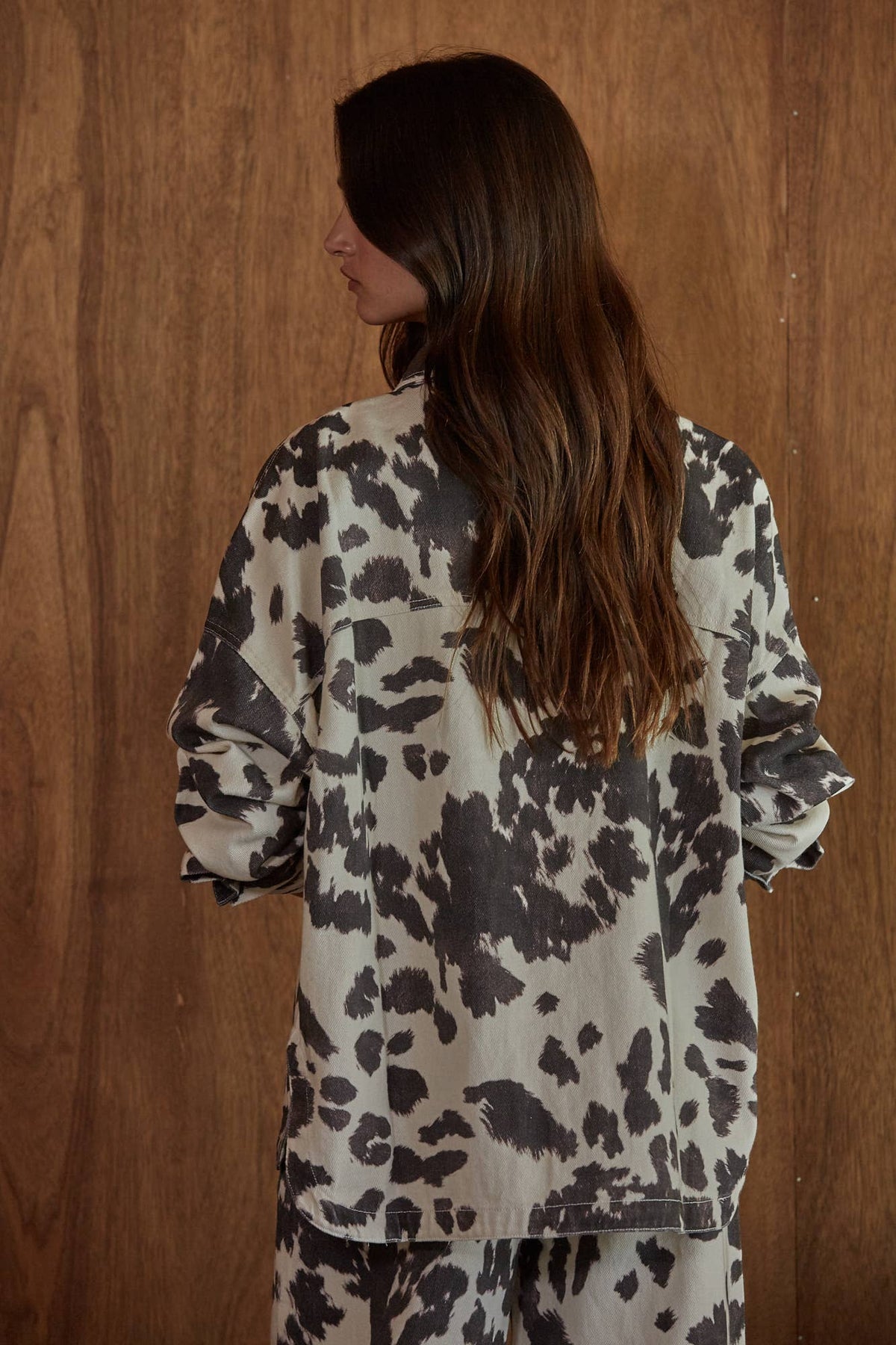 Animal Print Denim Jacket | Cream & Chocolate