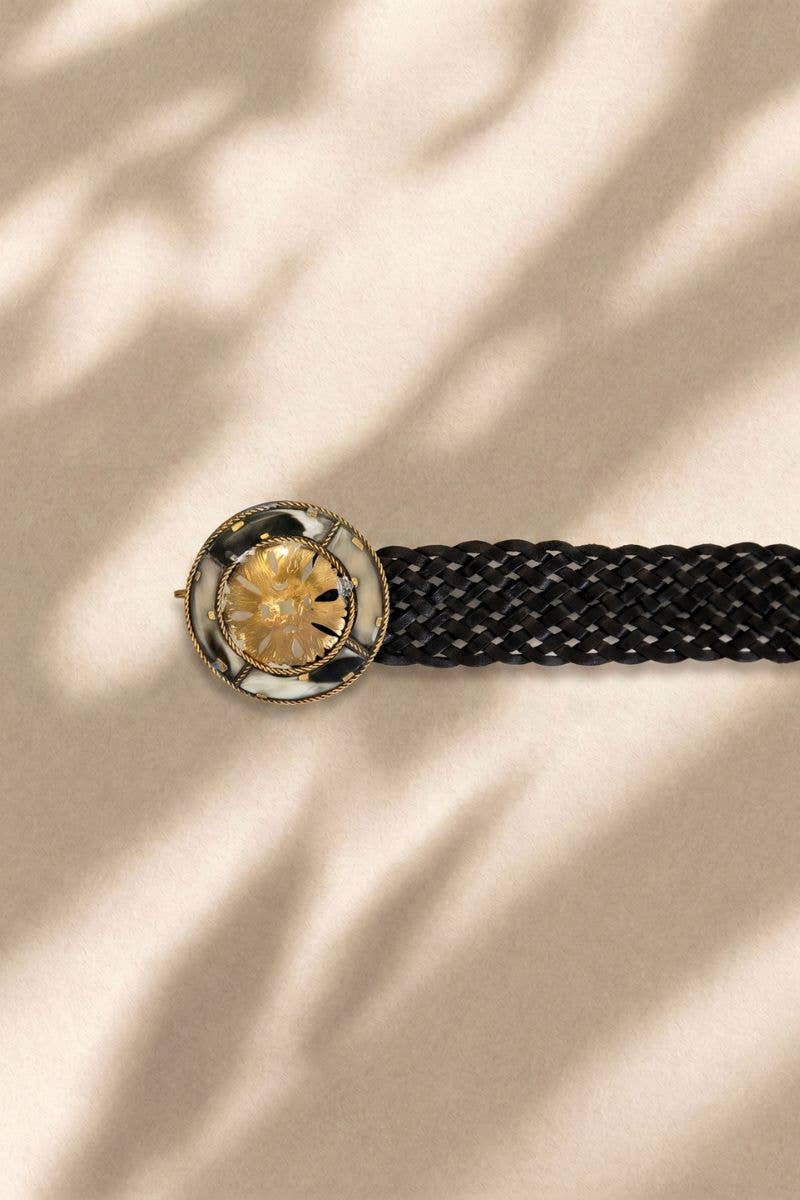 BLACK LEATHER BELT IMPE WIDE