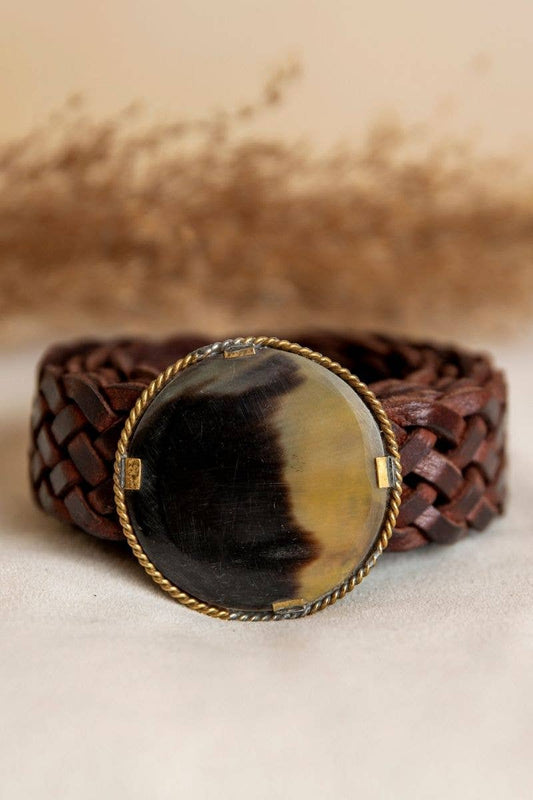 PLUTON NARROW BROWN LEATHER BELT