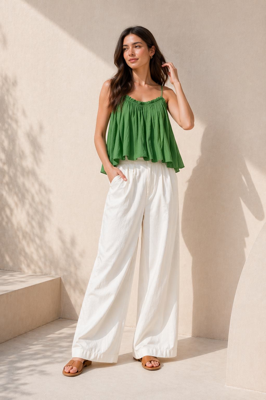 Breezy Pleated Cami Blouse