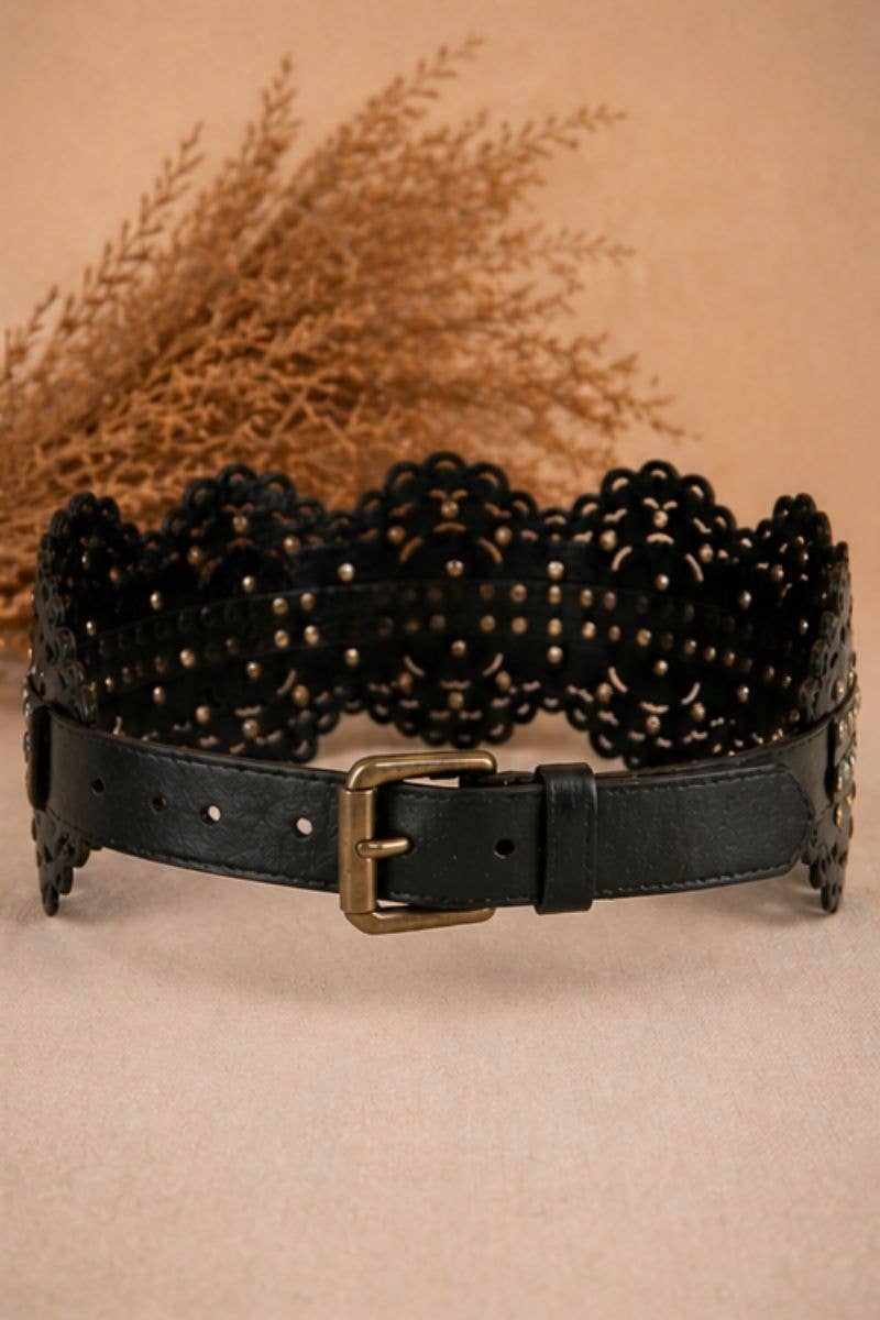 Ares Black Leather Sash Belt