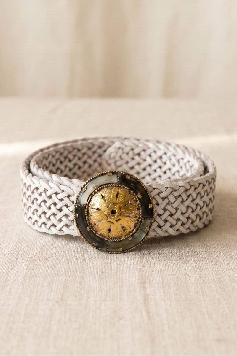 WIDE WHITE IMPE LEATHER BELT