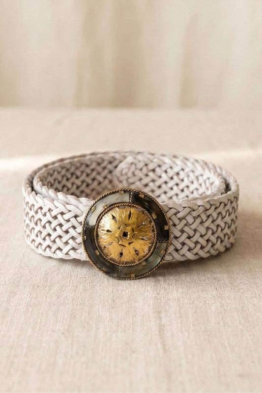 WIDE WHITE IMPE LEATHER BELT