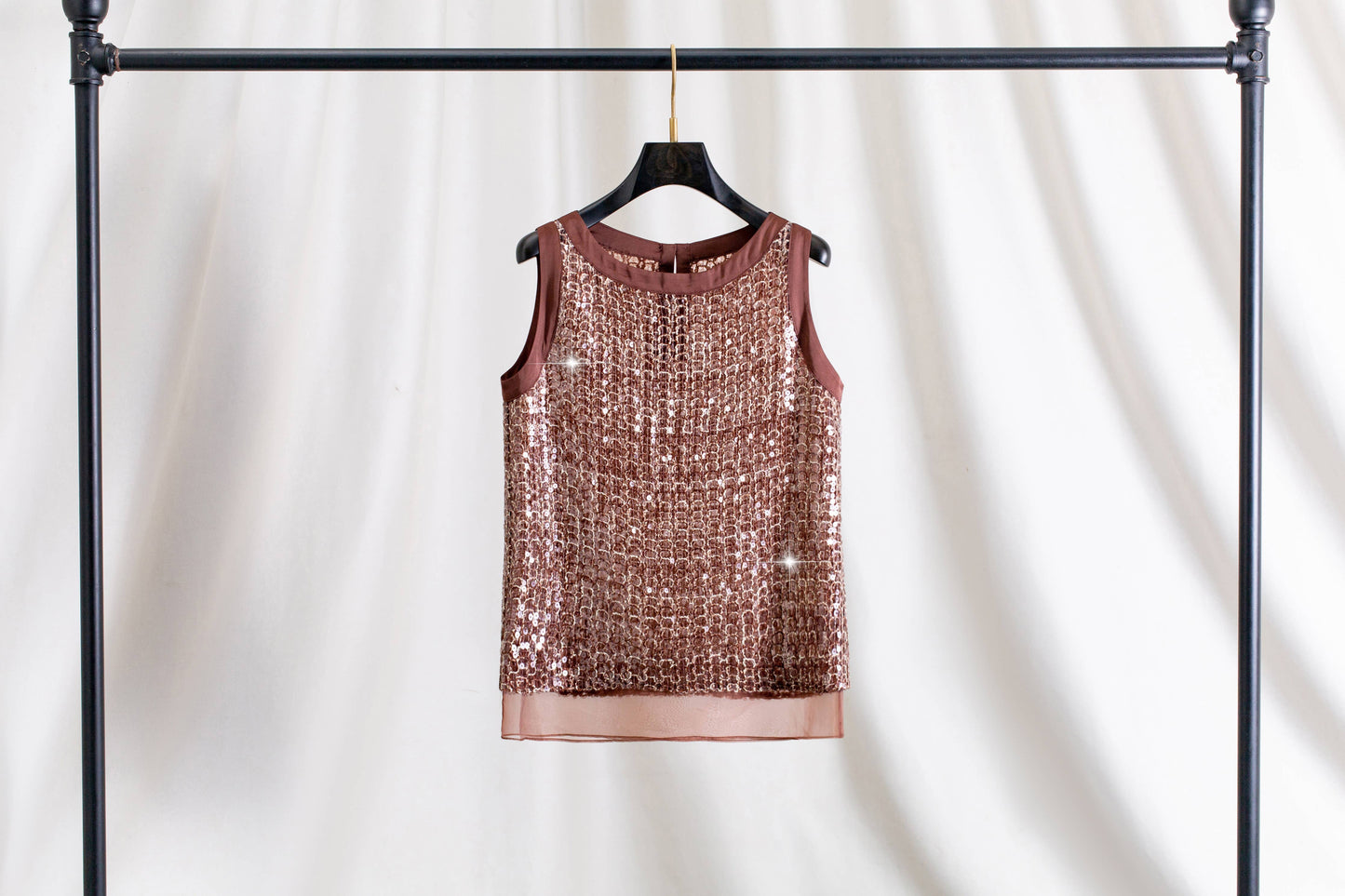 Silk Organza Sequin Sleeveless Luxury Summer Top