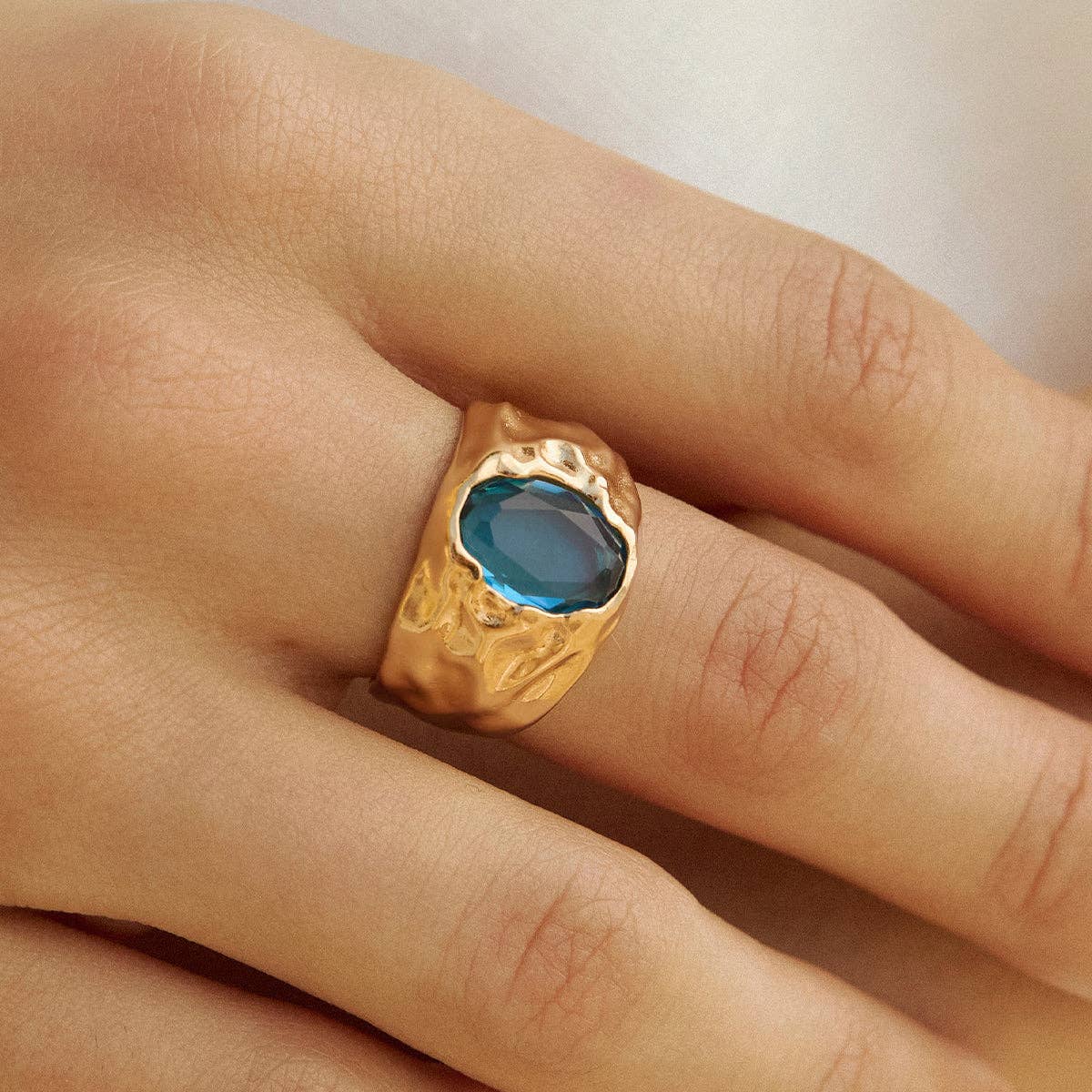 Carmen Blue Ring | Jewelry Gold Gift Waterproof