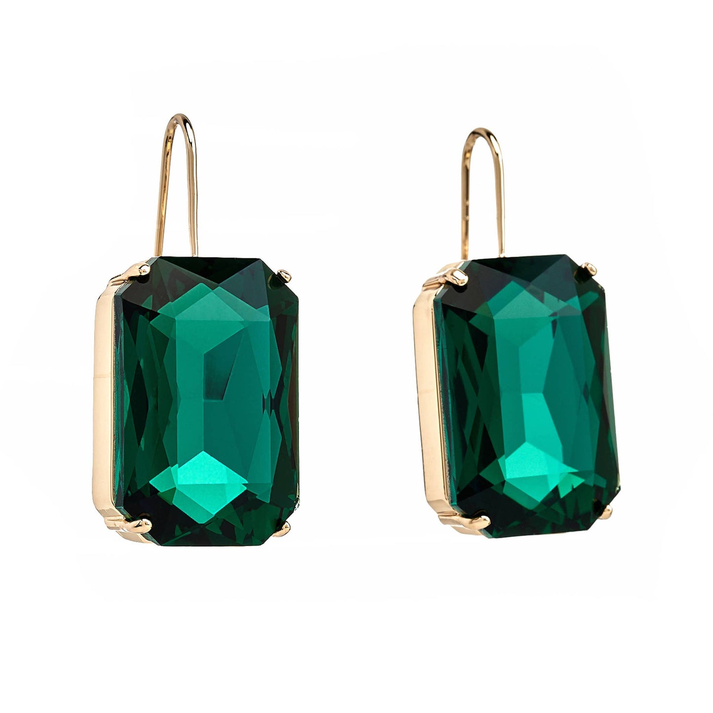 Emerald Octagon Fishhook Earrings