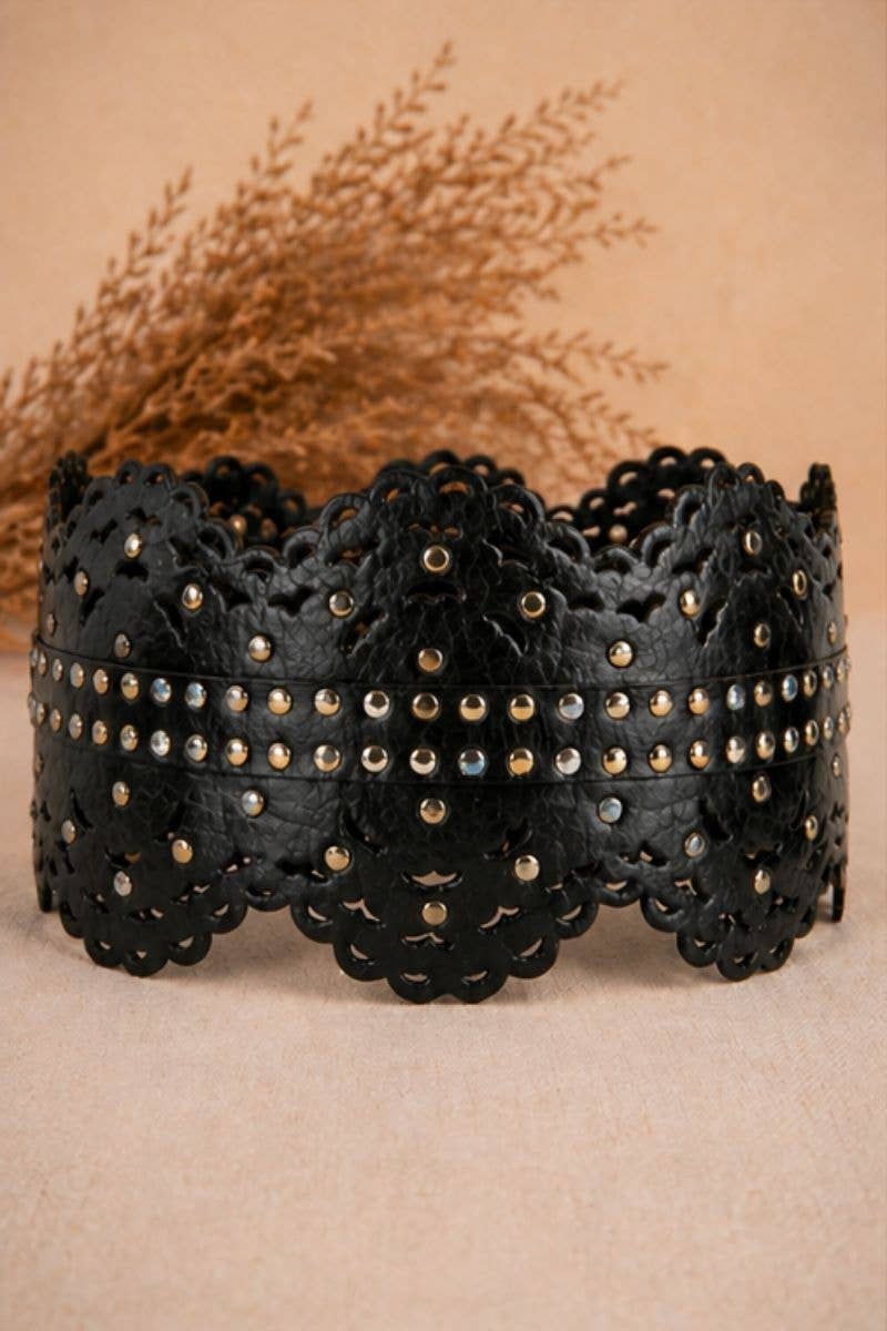 Ares Black Leather Sash Belt