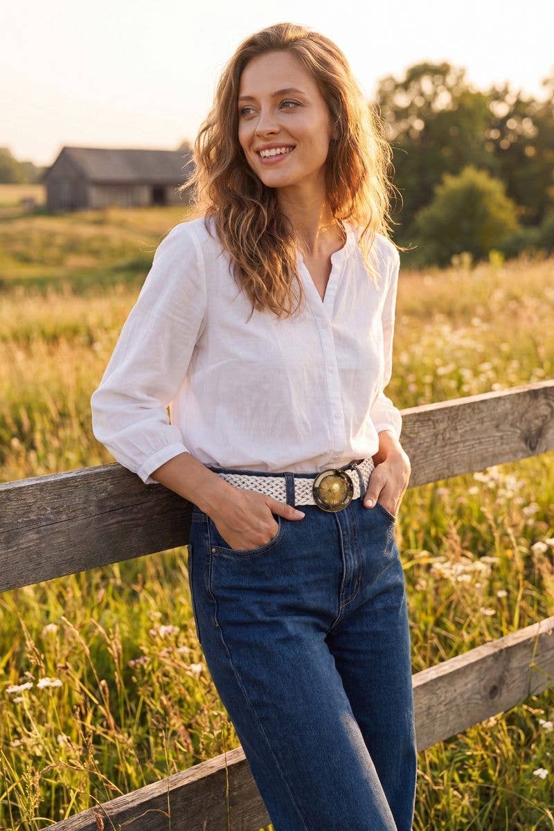 WIDE WHITE IMPE LEATHER BELT