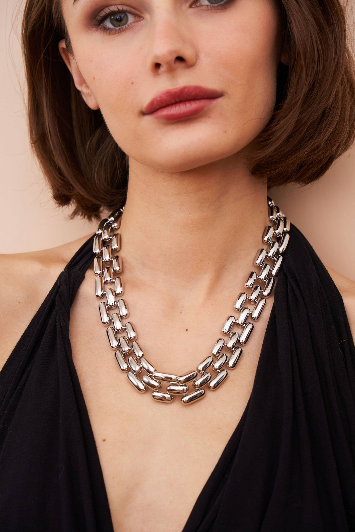 Silver Square Link Necklace