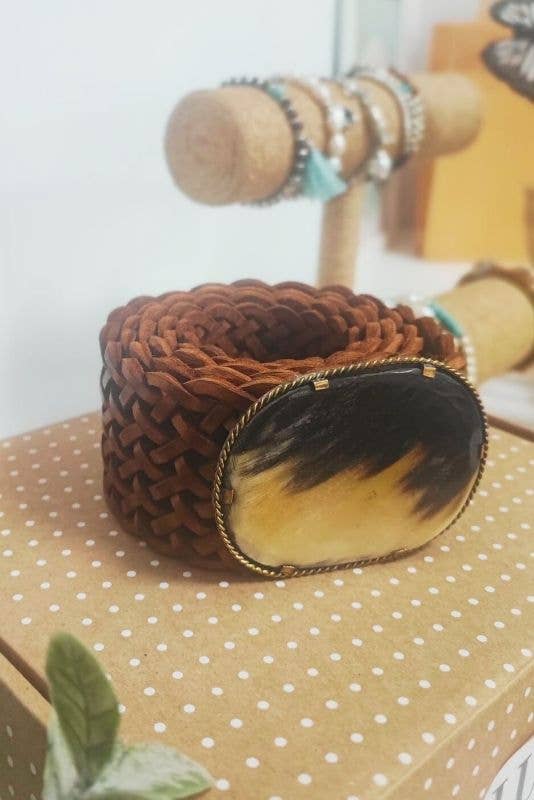 CINTURON DE CUERO MARRÓN VENUS  ANCHO belt wide brown