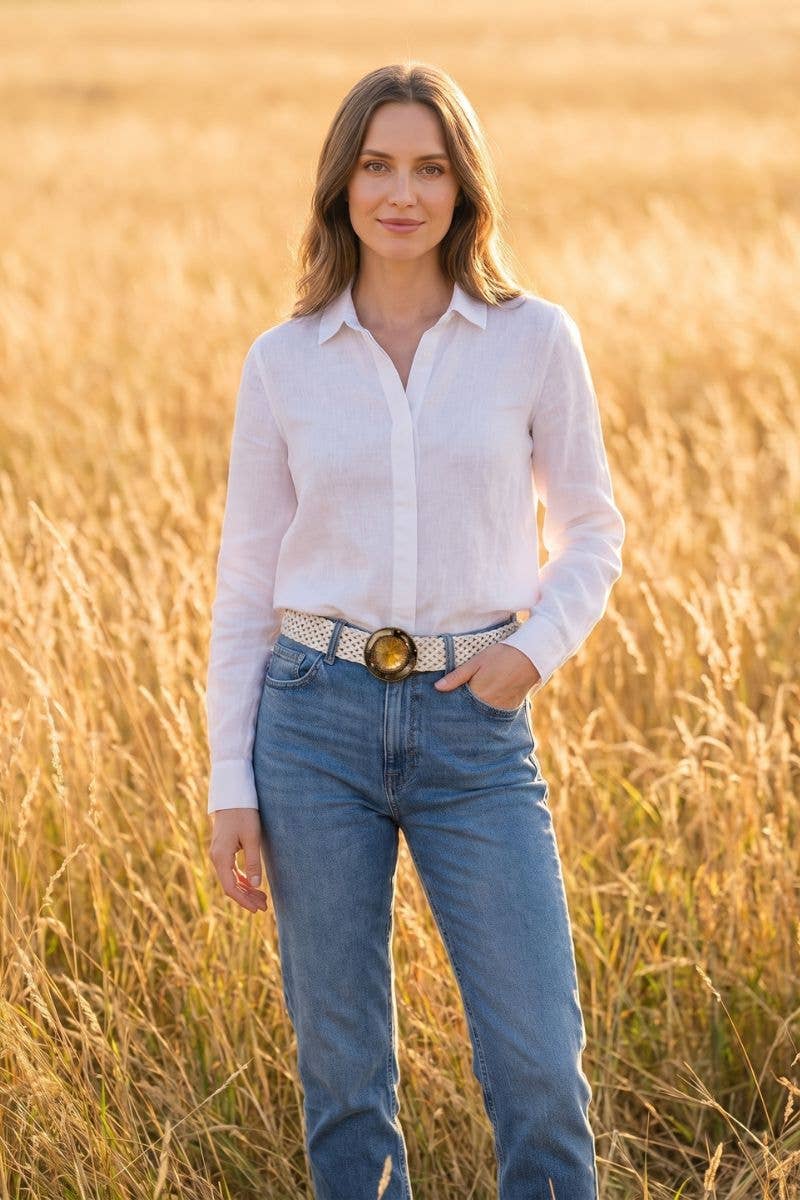 WIDE WHITE IMPE LEATHER BELT