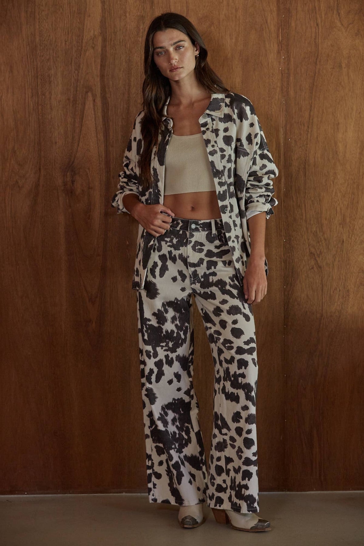 Animal Print Denim Jacket | Cream & Chocolate