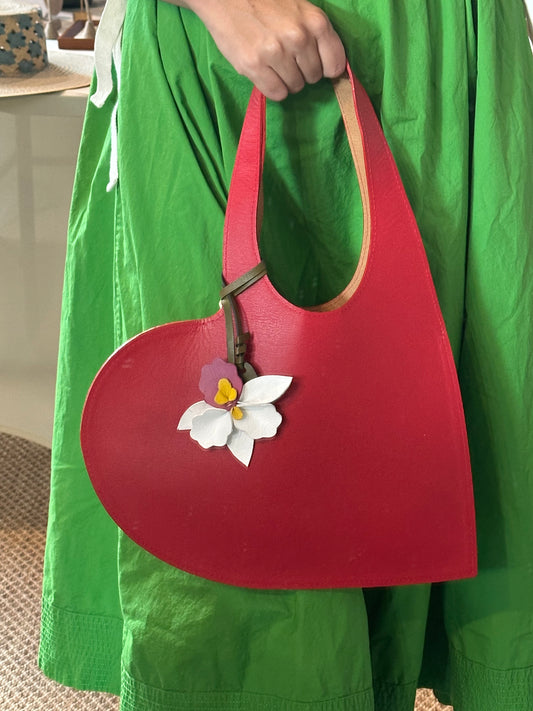 Heart shaped leather handbag