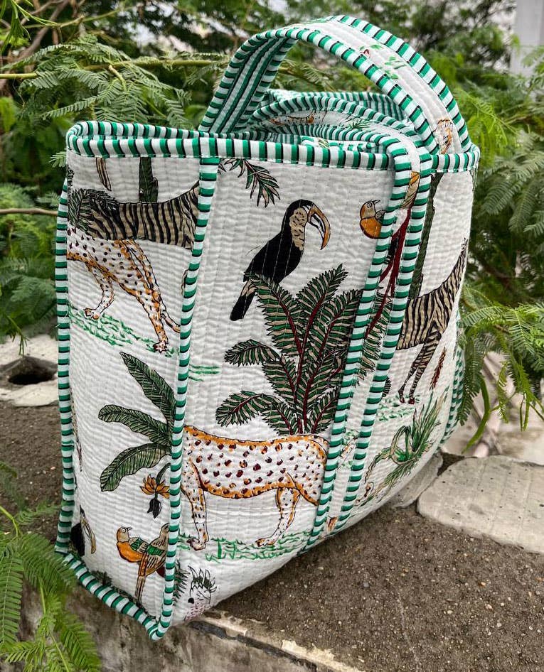 Animal Printed Tote Daily Carry Bag Quilted Women Cotton Bag