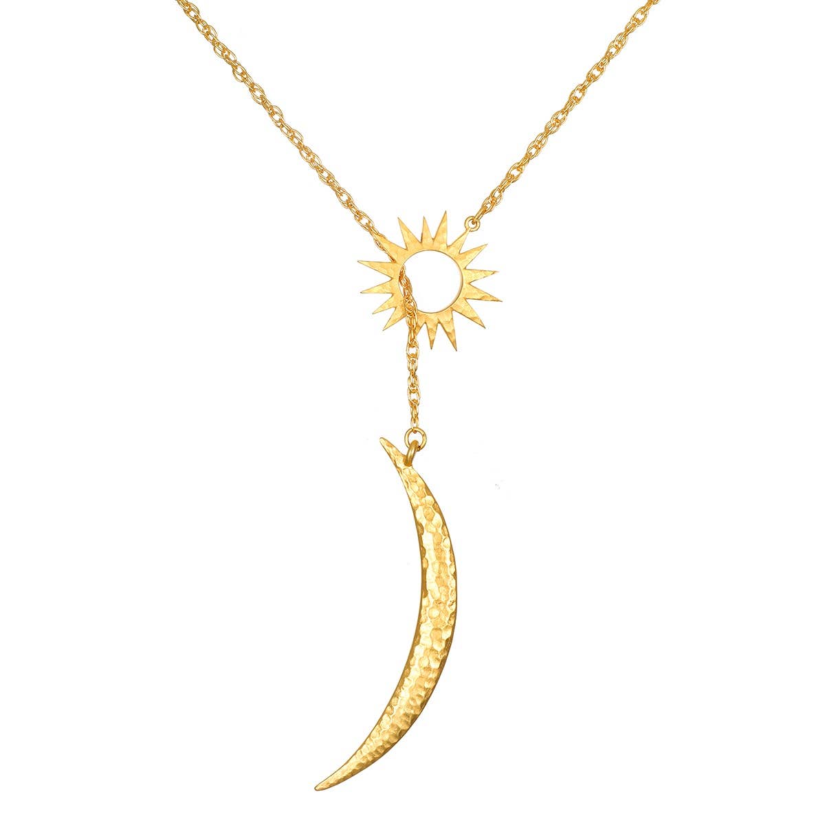 Woven Dreams Celestial Sun and Moon Lariat Necklace