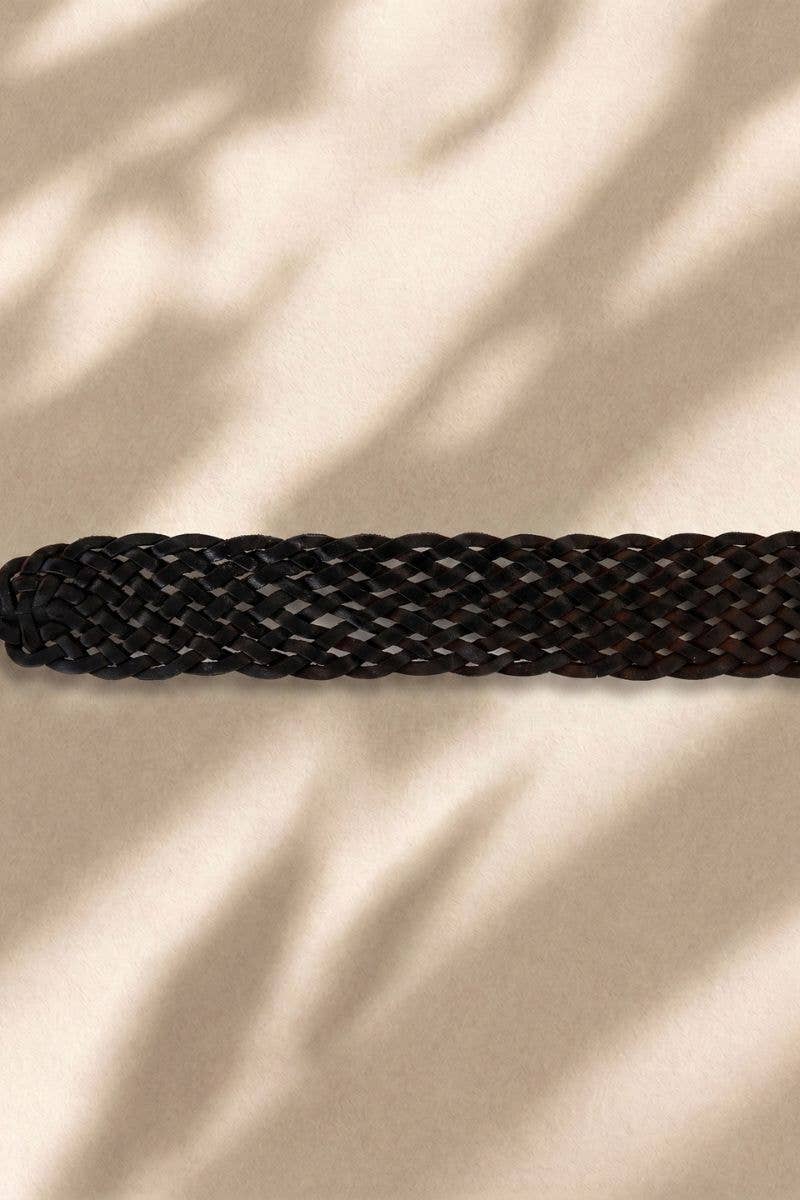 BLACK LEATHER BELT IMPE WIDE