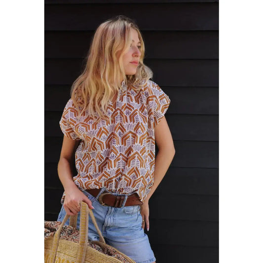 NINIA saffron printed blouse