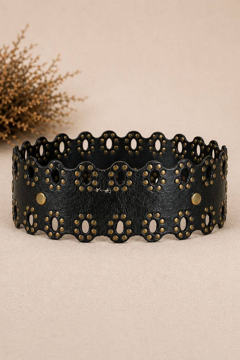 Draco Black Leather Sash Belt