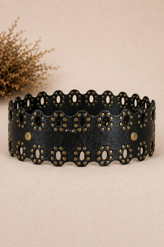 Draco Black Leather Sash Belt