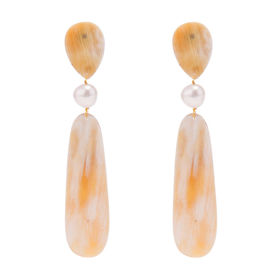 Light Horn Pearl Drop on Stud