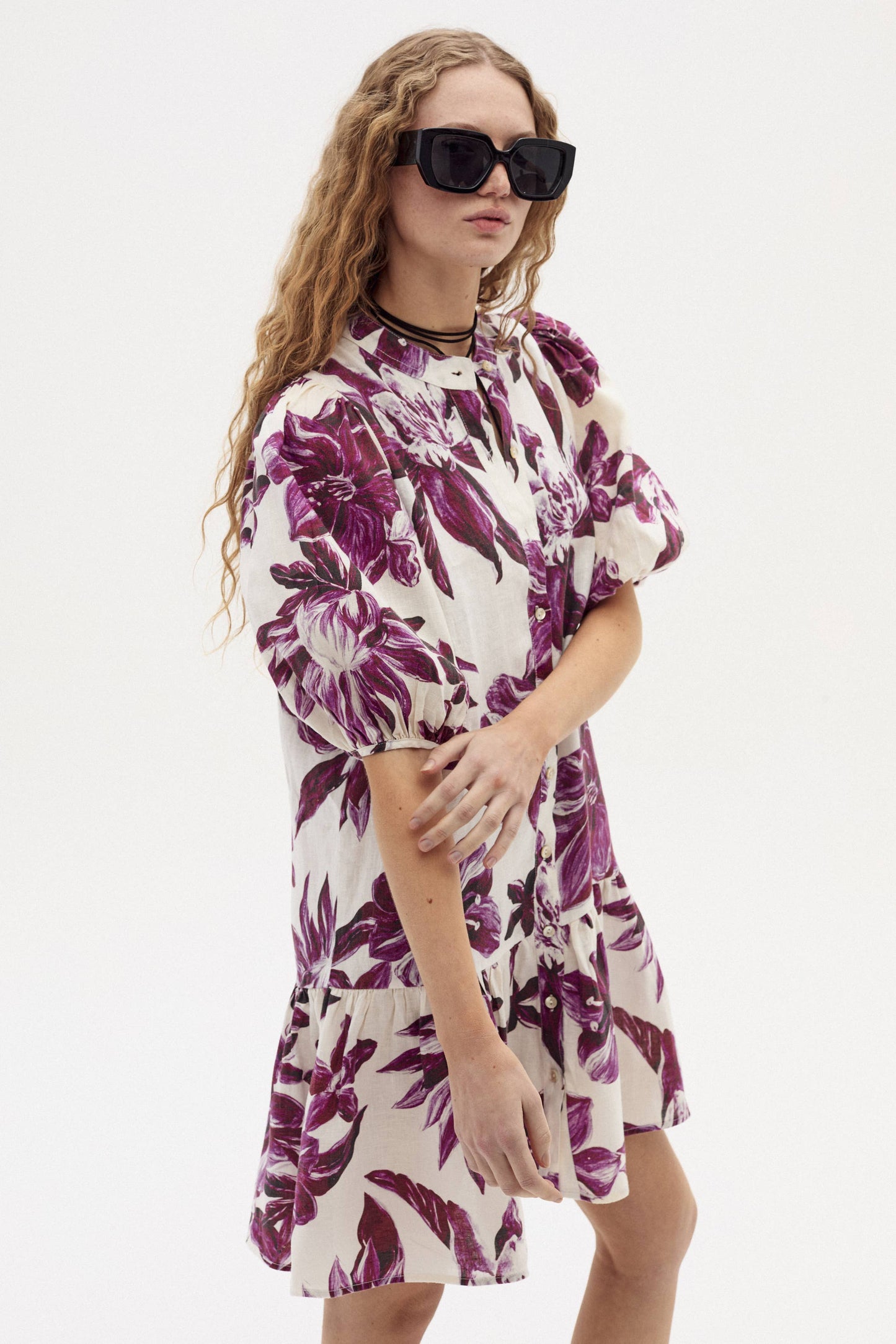 Carmela Linen Dress - La Fleur Print