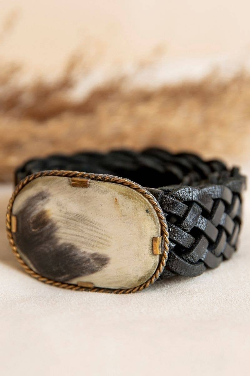 VENUS NARROW BLACK LEATHER BELT