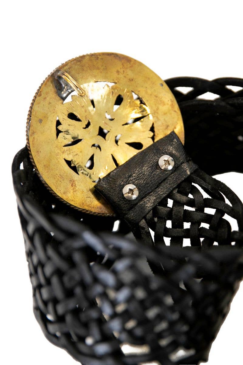 BLACK LEATHER BELT IMPE WIDE